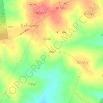 Carte topographique Yiba, altitude, relief