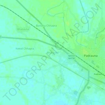 Carte topographique Bharaulia, altitude, relief