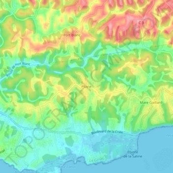 Carte topographique Pliane, altitude, relief