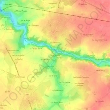 Carte topographique Beau Rivage, altitude, relief