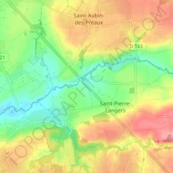 Carte topographique Hameau de Havaudière, altitude, relief