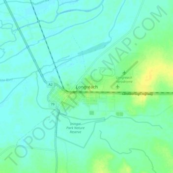 Carte topographique Longreach, altitude, relief