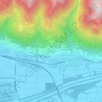 Carte topographique Agarone, altitude, relief