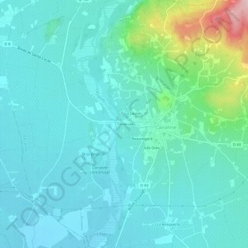 Carte topographique L'Oliveraie, altitude, relief