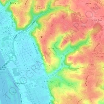 Carte topographique Berliquet, altitude, relief