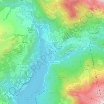 Carte topographique El Pueyo de Jaca, altitude, relief