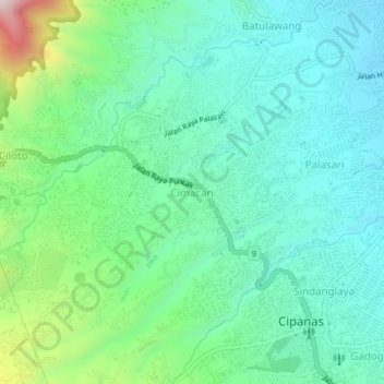 Carte topographique Cimacan, altitude, relief