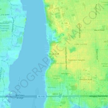 Carte topographique Floral Bluff, altitude, relief