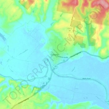 Carte topographique Orbost, altitude, relief
