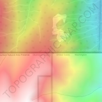 Carte topographique Cascade Mountains, altitude, relief