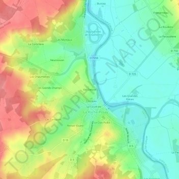 Carte topographique Val Creuse, altitude, relief