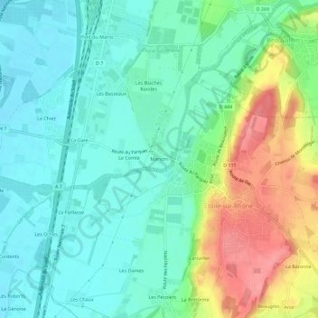 Carte topographique Marson, altitude, relief