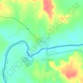 Carte topographique Moussala, altitude, relief