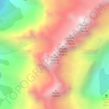 Carte topographique Mount Makere, altitude, relief