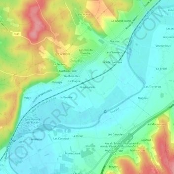 Carte topographique Niautouneix, altitude, relief