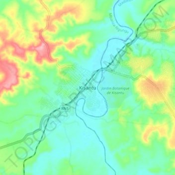 Carte topographique Kisantu, altitude, relief