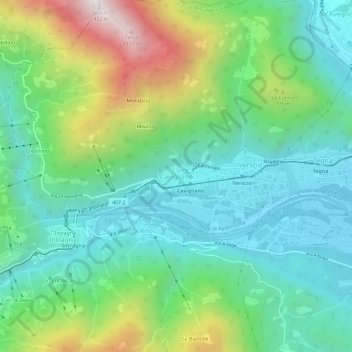 Carte topographique Cavigliano, altitude, relief