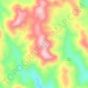 Carte topographique Kedia d'Idjil, altitude, relief