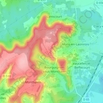 Carte topographique Les Creuttes, altitude, relief