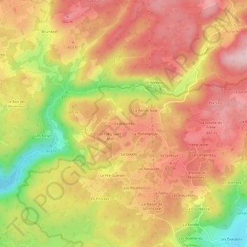 Carte topographique La Breuche, altitude, relief