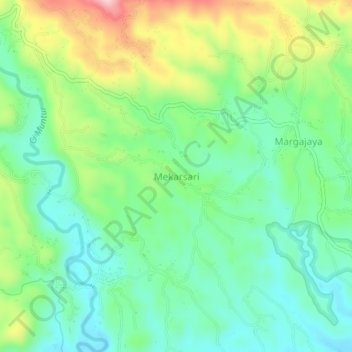 Carte topographique Mekarsari, altitude, relief