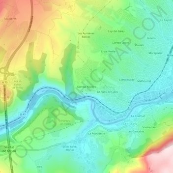 Carte topographique Combe Rozière, altitude, relief