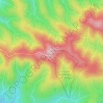 Carte topographique Mount Moornapa, altitude, relief