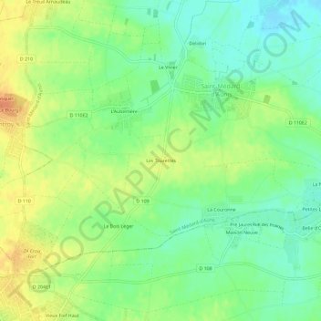 Carte topographique Les Tourettes, altitude, relief