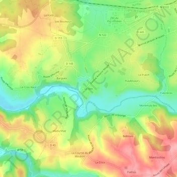 Carte topographique Le Bex, altitude, relief