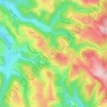 Carte topographique Le Faure, altitude, relief