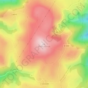 Carte topographique Mont Journal, altitude, relief