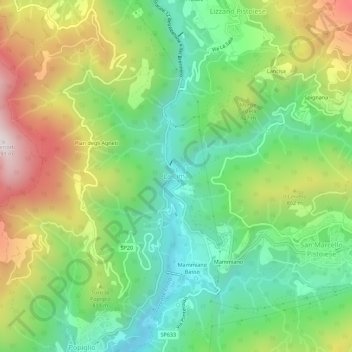 Carte topographique La Lima, altitude, relief