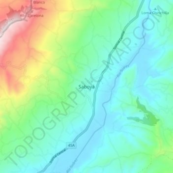 Carte topographique Saboyá, altitude, relief