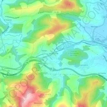Carte topographique Ambrosero, altitude, relief