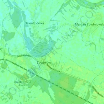 Carte topographique Dąbie, altitude, relief