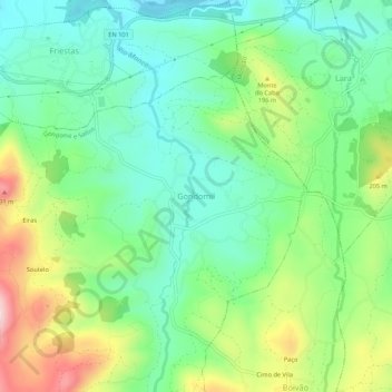 Carte topographique Gondomil, altitude, relief