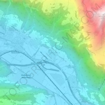 Carte topographique Tscherlach, altitude, relief