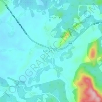 Carte topographique Nkak Anzok, altitude, relief