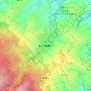 Carte topographique Hergarten, altitude, relief