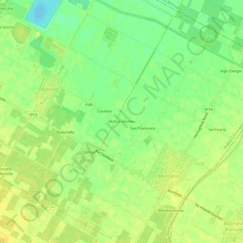 Carte topographique Molino Vecchio, altitude, relief