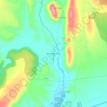 Carte topographique Huertos de Moya, altitude, relief