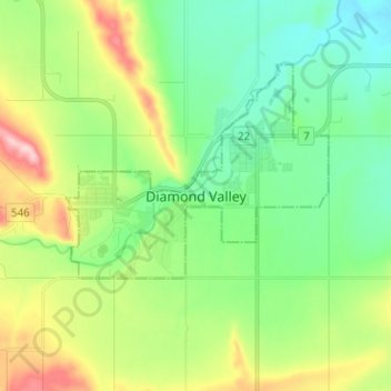 Carte topographique Diamond Valley, altitude, relief