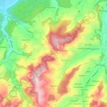 Carte topographique Linde, altitude, relief