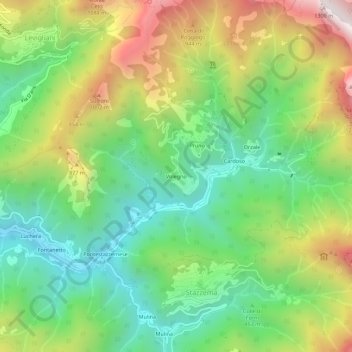 Carte topographique Volegno, altitude, relief