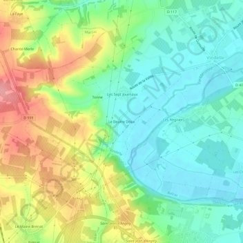 Carte topographique Le Beurre Doux, altitude, relief
