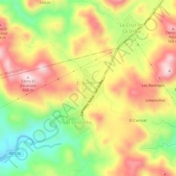 Carte topographique El Bordo, altitude, relief