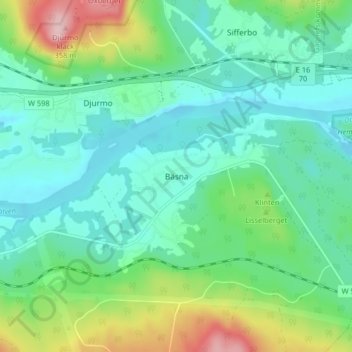 Carte topographique Bäsna, altitude, relief