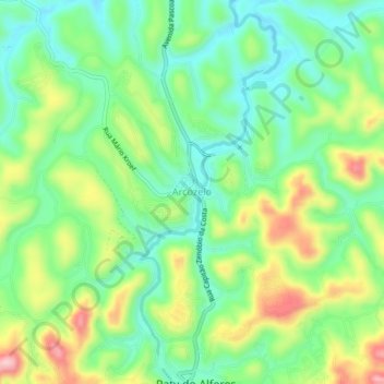 Carte topographique Arcozelo, altitude, relief