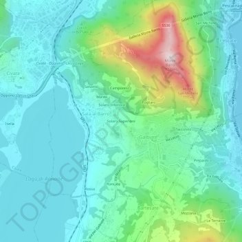 Carte topographique Solaro Superiore, altitude, relief