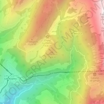 Carte topographique Les Mosses, altitude, relief